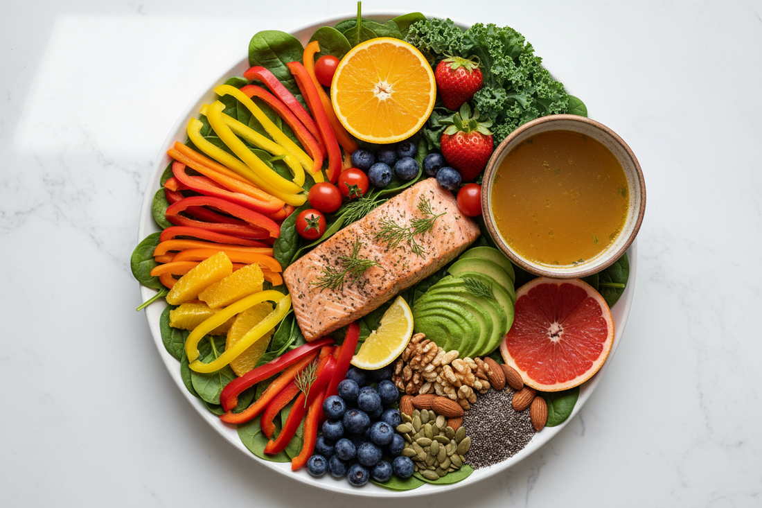 healthy plate with collagen boosting foods
